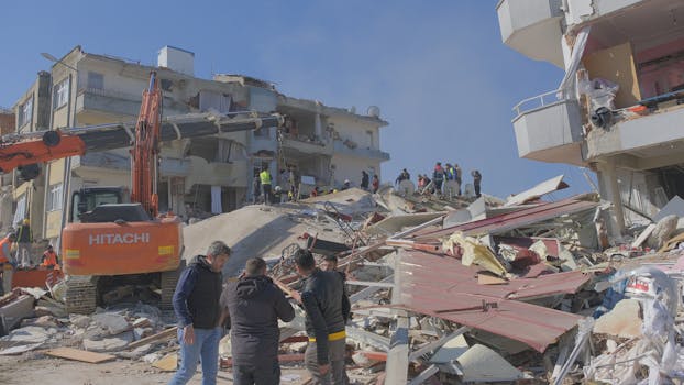 People Standing among City Ruins